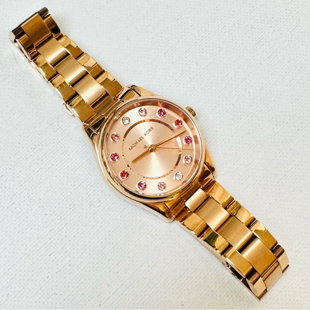 Michael Kors Colette Women's Rose Gold Stainless Bracelet Watch Crystals MK-6604 - Picture 9 of 14